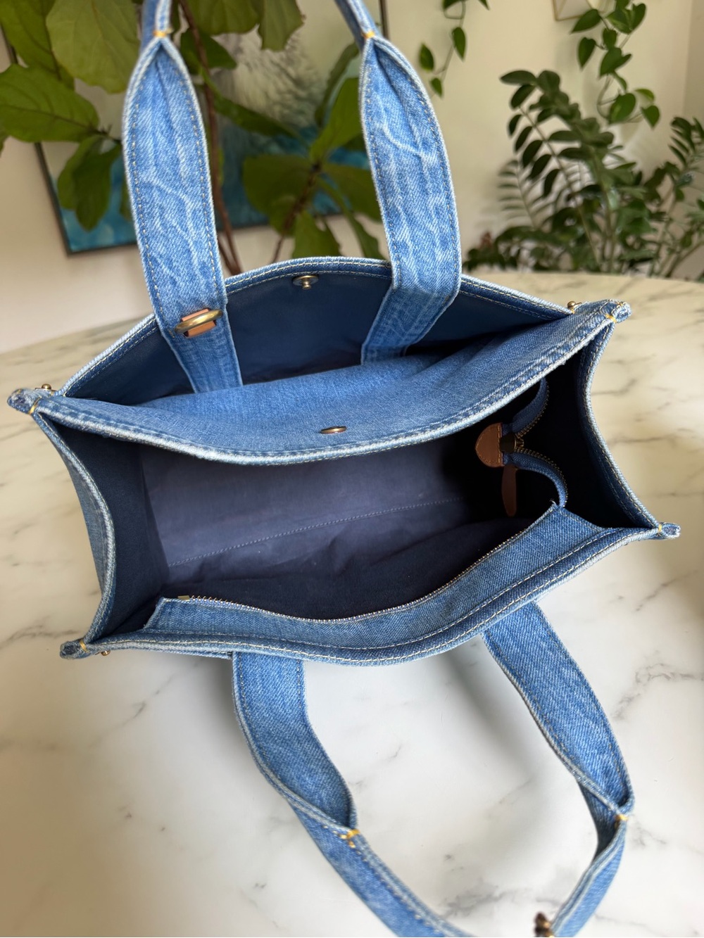 COACH Cargo Tote Bag 26 Denim Indigo Blue CR659 Crossbody - Picture 14 of 16